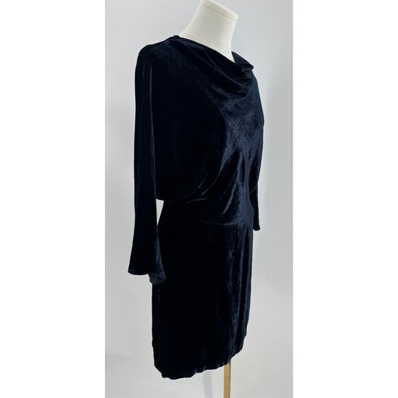 A.L.C. Velvet Mini Dress Size 10 Marine Navy Dolman Sleeve Cowl Neck 8 M - Picture 5 of 10